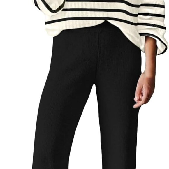 Womens 2 Piece Outfits Sweater Lounge Set Casual V Neck Knit Pajama Set Long Sle - Picture 1 of 5